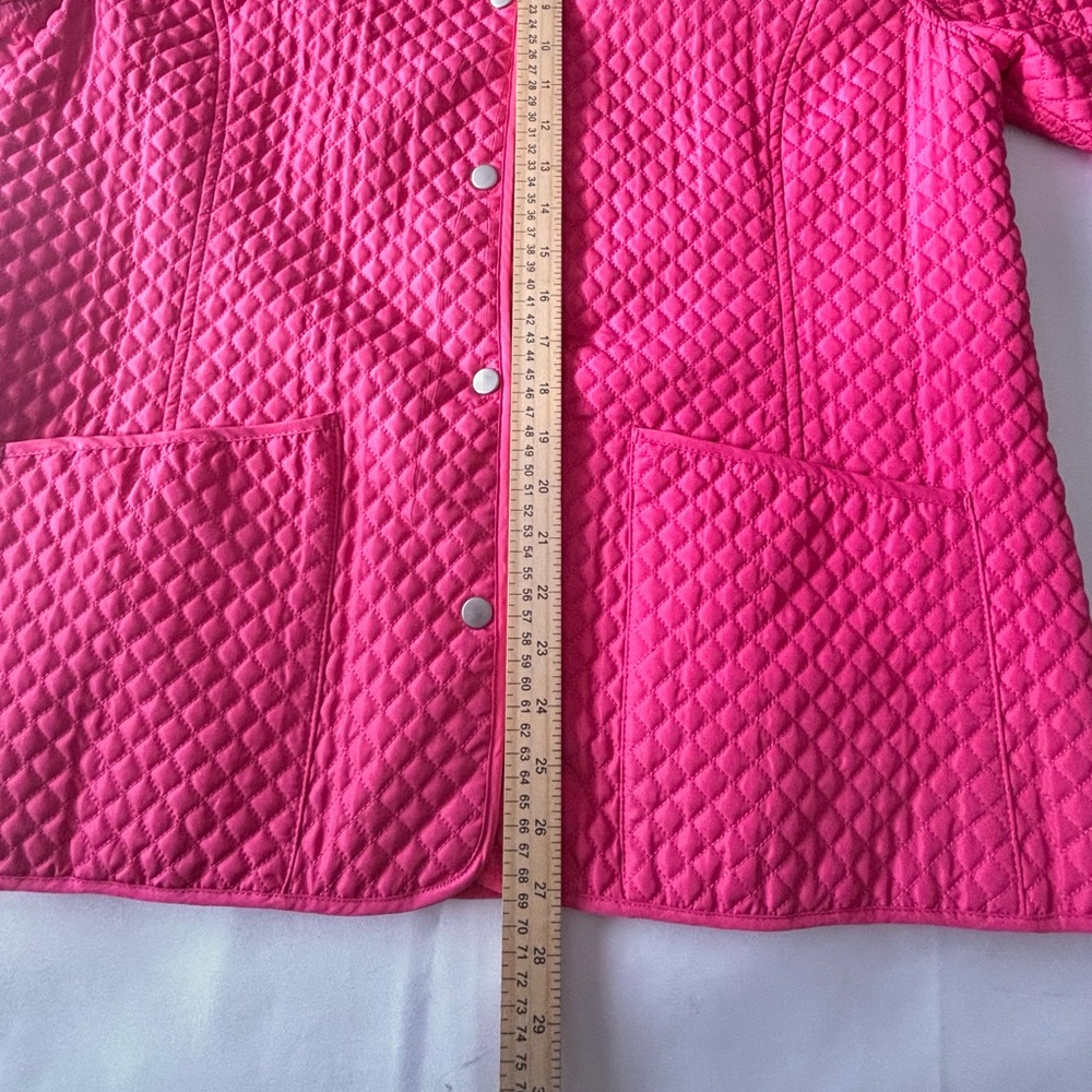 CASUAL IDENTITY PINK QUILTED SNAP FRONT LINED MID LENGTH CLASIC JACkET. SZ XL - Picture 10 of 12